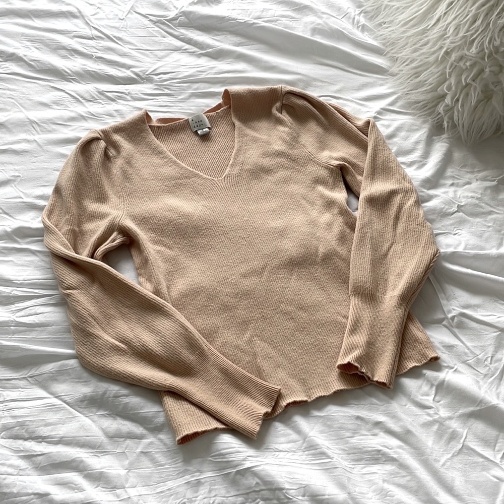 A New Day Puff Sleeve V-Neck Sweater